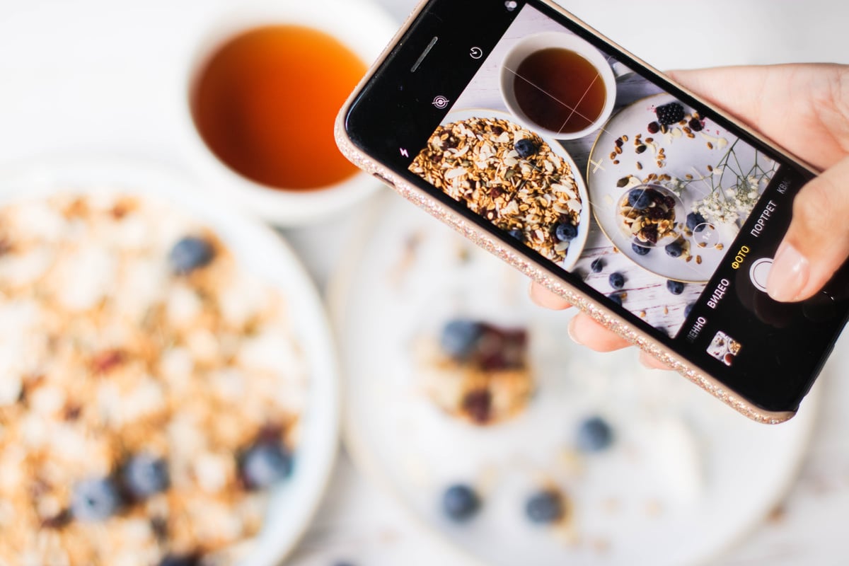 Woman Taking a Picture of Her Breakfast 